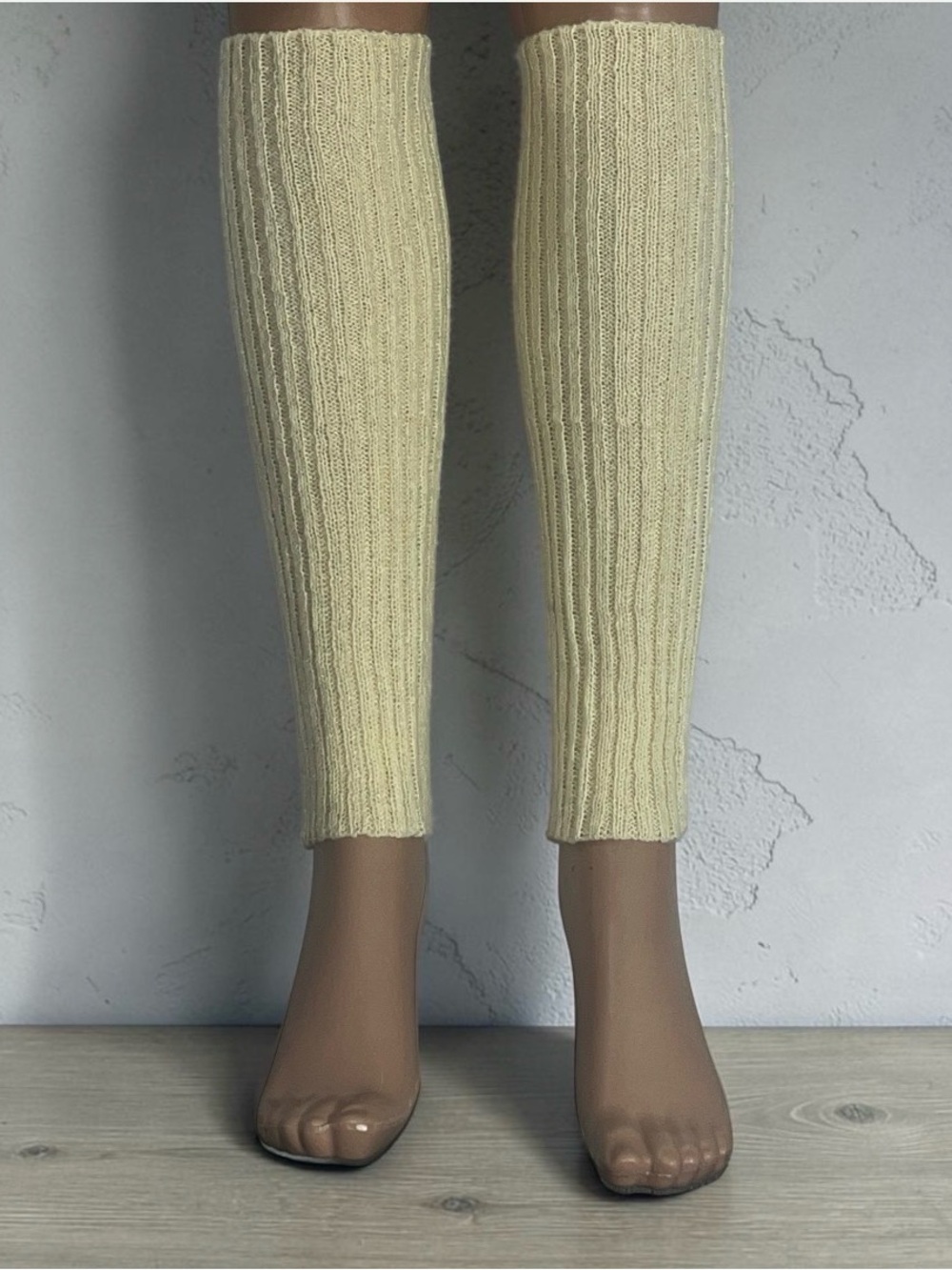 Knit Leg Warmers - Yellow Ribbed Women's Dance Warmers